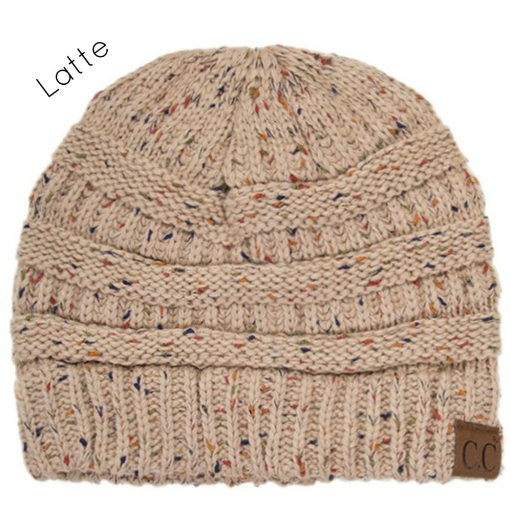 CC Messy Bun Beanie - Latte